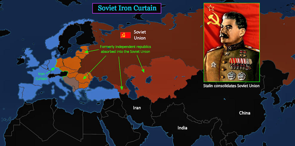 Cold War divides Europe, 1950s map